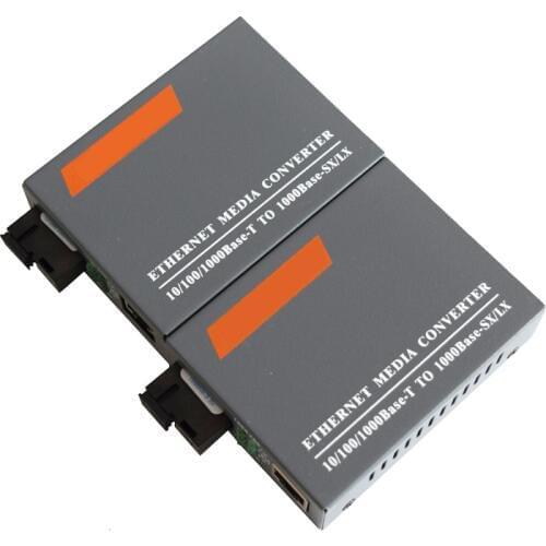 1 Pair HTB-GS-03 A/B Gigabit Fiber Optical Media Converter 1000Mbps Single Mode Single Fiber SC Port 20KM External Power Supply