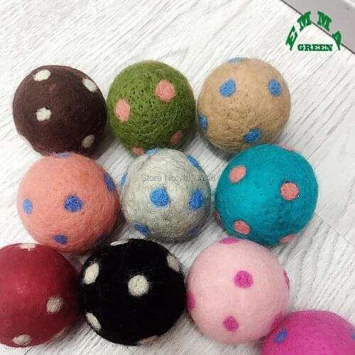 Polka Dot Big Round Wool Felt Balls for Garland Home Decoration Clothes DIY Accessories Christmas Deco Free Shipping 5CM 10pcs