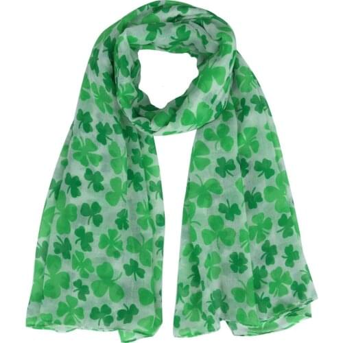 10pcs/lot Irish Clover Shamrock Print Womens Scarf Shawl Wrap Soft Lightweight St Patricks Day Gift Accessories, Free Shipping