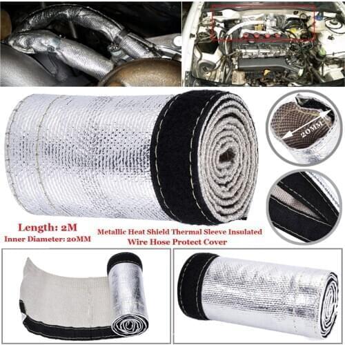 2M Metallic Heat Shield aluminum foil Sleeve Insulated Wire Hose Cover 20MM For Wiring Pipes