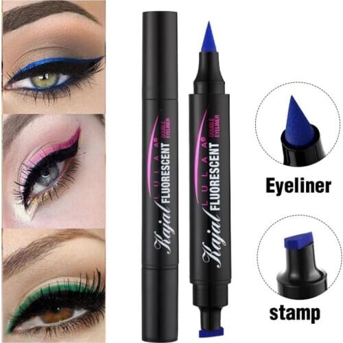 2 in 1 Colorful Double-Headed Eyeliner Triangle Seal Stamp Liquid Eyeliner Pencil Makeup Waterproof Long Lasting Eyeliner TSLM1