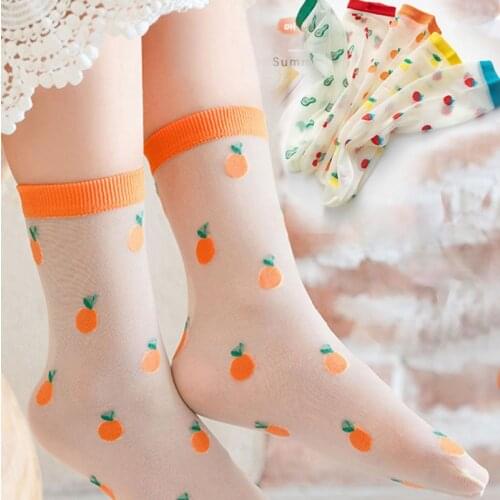2021 Summer Childen Cute Colors Soft Lace Breathable Baby Sosks Cartoon Flower Fruit Kids Sock for 4-12 Yeas Old Girls Fashion