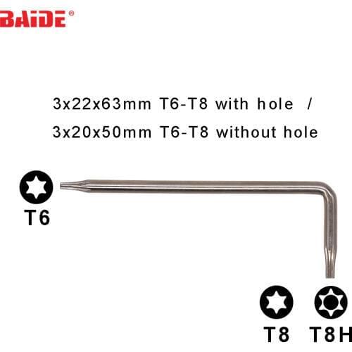 3x22x63mm Torx T6 T8 L Key T8 With Hole T8H 45# Steel Security Screwdriver for Xbox 360 x360 Repair Tools 1000pcs/lot