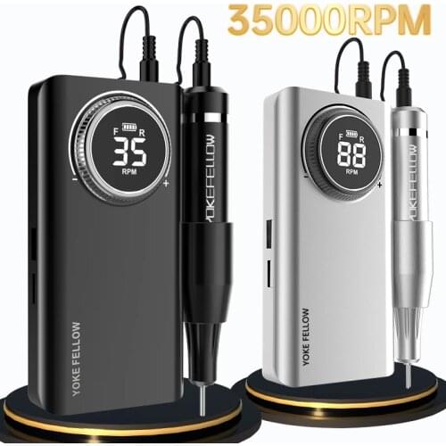 YOKE FELLOW Electric Nail Drill Machine 35000 RPM Rechargeable Manicure Nail Drill Pen Apparatus For Manicure Nail Gel Polisher