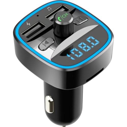 Wireless Bluetooth 5.0 FM Transmitter Dual USB Car Charger Hands Free MP3 Player TF Card T25FM Bluetooth 5.0 Player