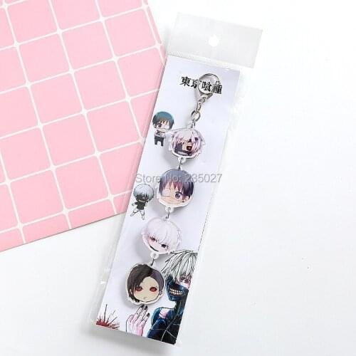 10 pcs/lot Anime Tokyo Ghoul Acrylic Keychains keyrings Kaneki Ken Touka Rize Key chain Bag accessories pendant Key Ring