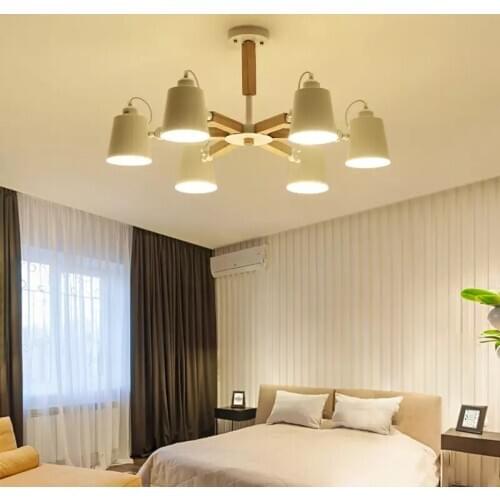 Nordic minimalist metal wooden bracket chandelier chandelier E27 LED chandeliers for kitchen living dining room bedroom study