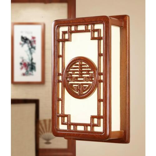 T wood chinese style wall lamp carved sapele quality entranceway classical