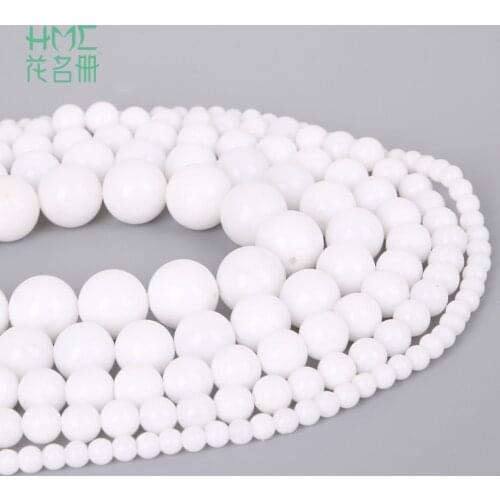 4/6/8/10/12mm Porcelain White Nature Round Shape Stone Beads For DIY Special Gifts Handmake Necklace Charms Bracelet Wholesale