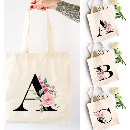 Letter Print Women Shopping Tote Female Canvas Shoulder Bags Travel Harajuku Storage Handbag Foldable Eco Reusable Grocery Pouch