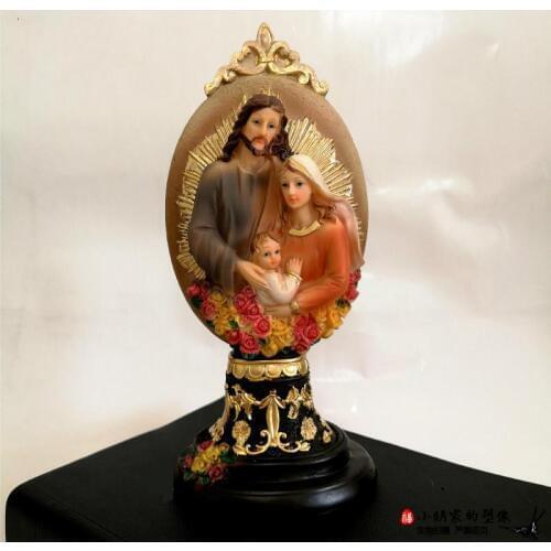 Jesus Christ Virgin Mary Joseph of the Holy Family statue put three blessings Catholic holy