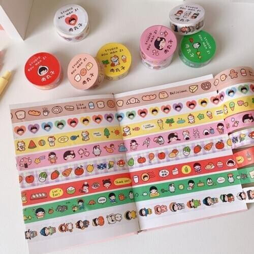 INS Hot Sale Cartoon Girl Washi Tape Cute Hand Diary Decoration Material Stationery Interesting Sticker 8 Styles Masking Tape