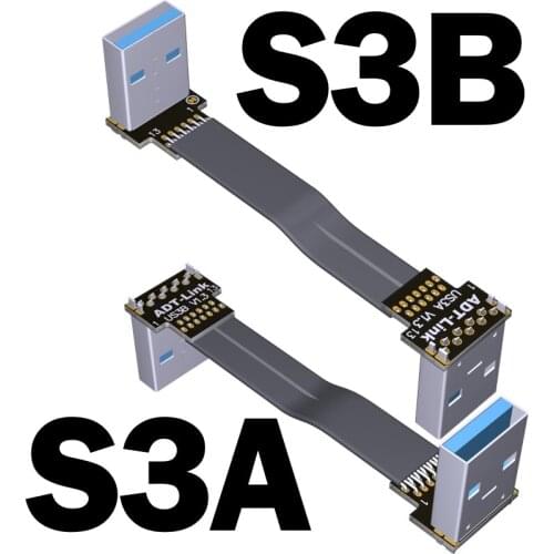 ADT USB3.0 Cable USB Type A to USB A Male to Male Extension Cable 90 degree Angle Up/Down Angled/Flat Adapter Cord up to 10G/bps