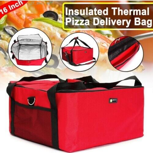 Red Insulated Pizza Delivery Bag Food Storage Room Can Hold 16-inch Pizza