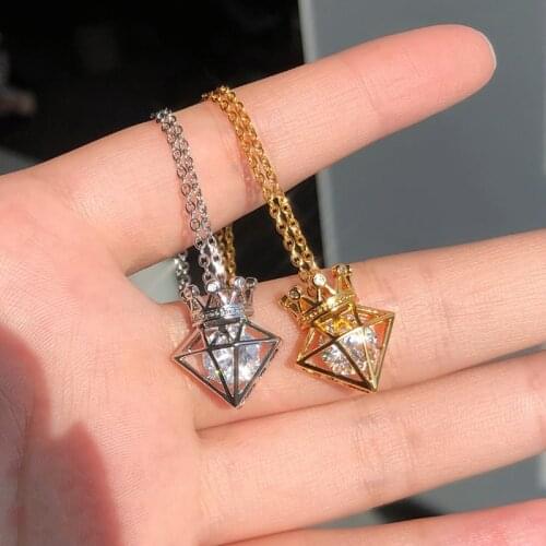 Cuban Zircon Crown Pendant Necklace For Women Hot Sale Choker Collares Necklace Valentines Day Gifts Jewelry For Bijoux Ladies