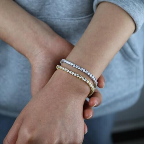 Fashion 5A Bling Cubic Zirconia Tennis 3mm Cubic Zirconia Paved Bracelet & Bangle For Women Charm Wedding Jewelry Drop ship