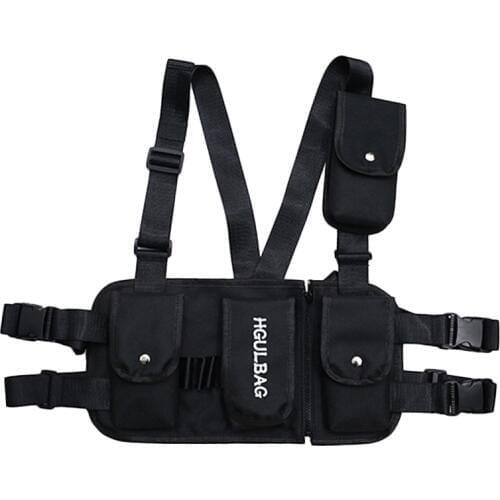Men Chest Rig Bag Women Waist Pack Hip Hop Shoulder Crossbody Man West Vest Chest Black Streetwear Bags