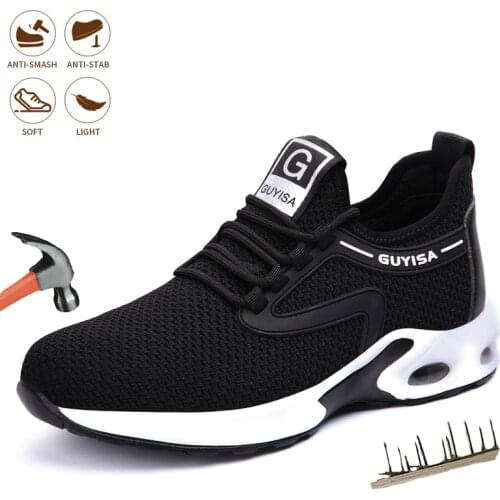 Men Cushion Work Safety Shoes Steel Toe Cap Anti Smashing Work Shoes Footwear Breathable Mesh Sneakers Puncture-Proof Shoes