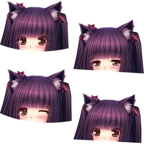 Three Ratels CA68 NEKOPARA_CHRONICLE Chocolate Shy expression cat girl Waterproof Decal on Wall Fridge car hood moto gift laptop