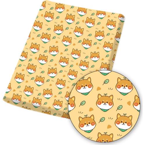 Polyester Cotton Fabric Cartoon Animals Cute Dog Printed Fabric DIY Sewing Home Textile Garment Bag Material 45*150cm/Pc 80g