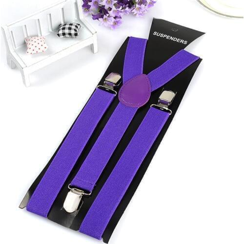 Adjustable Braces Men Women Elastic Y-Back Clip-On Suspenders Colorful Strap Fashion Bib Pants Trousers Accessories