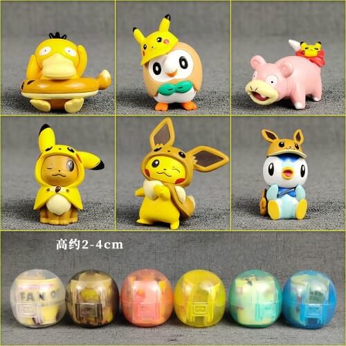 TAKARA TOMY pokemon pikachu Psyduck Rowlet Eevee anime action & toy figures model toys for children