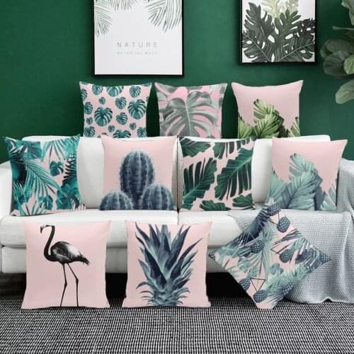 Tropical Cushion Cover Plant Pillow Cover for Living Room Sofa Decorative Pillows 45x45 Linen Throw Kussenhoes Nordic Home Decor