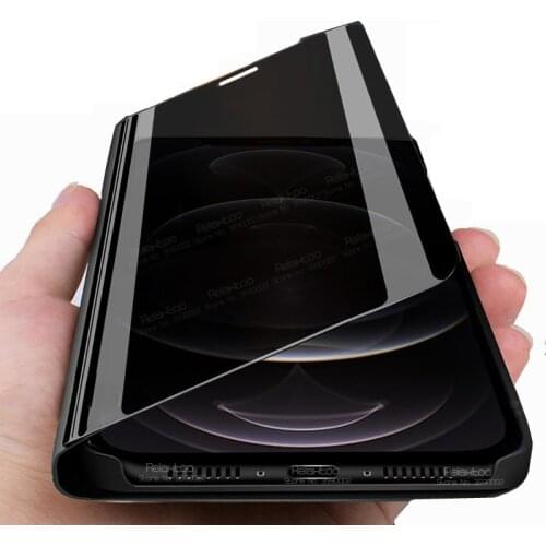 Smart Mirror Flip Magnetic Cases For Iphone 12 Pro case Aifone Aifon 12 Mini 12pro Max 12mini Stand Back Cover Phone Coque funda