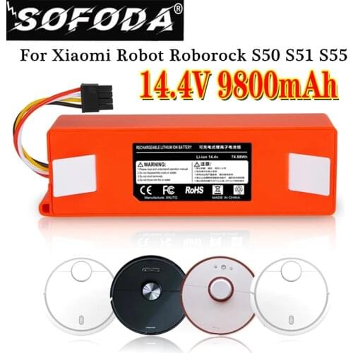 Robotic Vacuum cleaner Replacement Battery for Xiaomi Robot Roborock S50 S51 S55 Accessory Spare Parts li-ion battery 9800mAh
