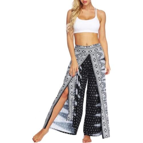 Women Pants Soft Printed Breathable High Quality Sweat-wicking Polyester Women Wide Leg Pants for Leisure