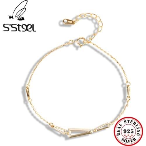SSTEEL Zircon Bracelets 925 Sterling Silver For Women Personalized Designer Geometric Bracelet Zilveren Armband Fine Jewellery