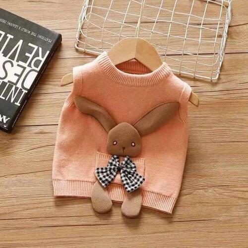 Baby Vest Spring Autumn 2021 New Sweater Toddler Boys Girls Cartoon Rabbit Round Neck Sleeveless Vest Baby Girl Cute Outerwear