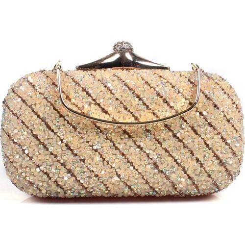 Glod/ Sliver Womens Pleated Satin Flap Crystal Clutch Evening Bag Handbag Evening Party Bag