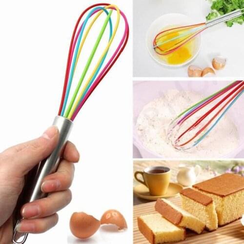 1pc Colorful Whisk Silicone Kitchen Mixer Egg Milk Beater Utensils for Blending Stirring Home Kitchen Hand Cooking Tools