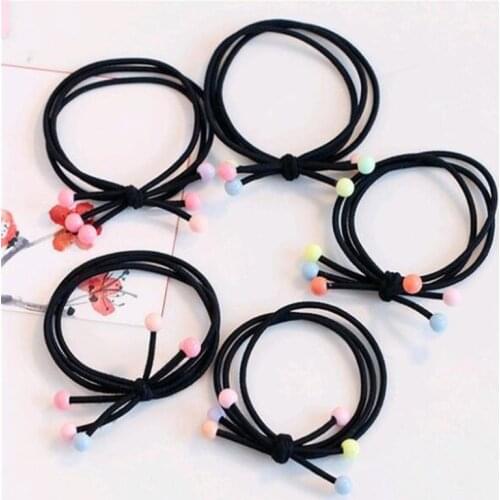 1PC New Girls Hair ring Red beads Cute Lovely Hair rope tie Three in one Cartoon Korean Headwear Simple Elastic Hair Bands