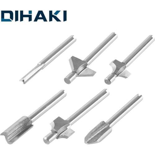 10 Pcs Dirll Bit Set Milling Cutter Router Bits High Speed Steel Titanium-Coated 1/8"(3mm) Shank 10 Type Power Tool Accessories