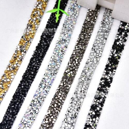 10Yards Gold Silver Black Motif Rhinestones For Clothing Glass And Crystals Cup Chain Rhinestone Trim Sew On Jewelry Accessories