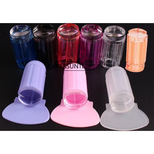 100PCS DIY Nail Art Nail Stamper Seal with Scraper Transparent Nail Manicure Art Stamping Tool Nail Seal F3279