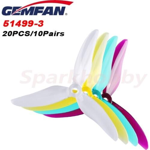 20PCS 10Pairs GEMFAN Hurricane 51499 5 Inch 3-Blade Propeller CW & CCW for 2205 2306 2207 Brushless Motor RC FPV Racing Drone