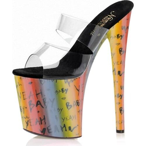 20CM Party Wave point Sexy Fetish Pole Dance Shoes Nightclub Party High Models Platform Slippers Women Stripper Heels Open Toe