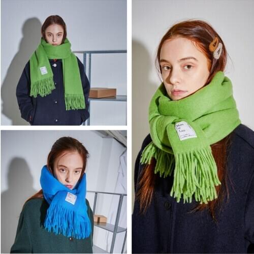 2019 Korean version autumn and winter pure cashmere womens scarf thickening warm womens shawl,Retro fringe womens scarf