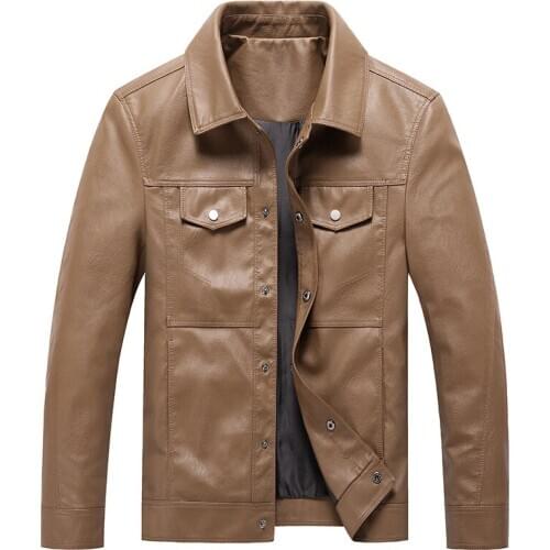 2020 Fashion Motorcycle Jacket for Men Multiple Pocket PU Leather Jackets & Coats Turndown Collar Male Leather Outwear MY263