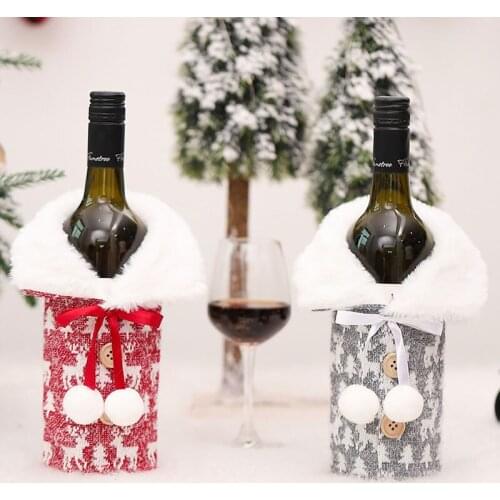 2022 New Year Gift Xmas Santa Wine Bottle Dust Cover Noel Christmas Decorations for Home Natal Navidad 2021 Dinner Table Decor