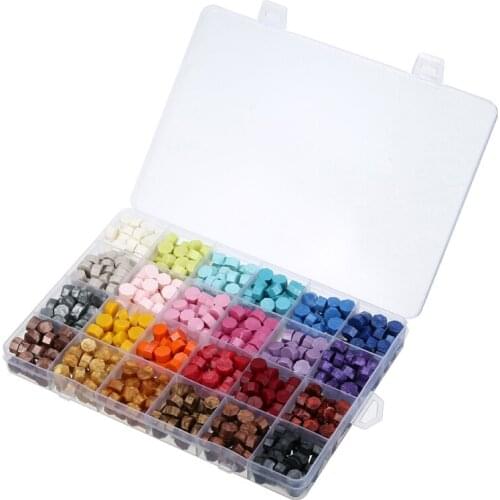 24 Cells/Box Retro Wax Seal Beads Multi Colors Vintage Wax Seal Stamp Beaded Handmade DIY Craft For Wedding/Envelopes/Postcards