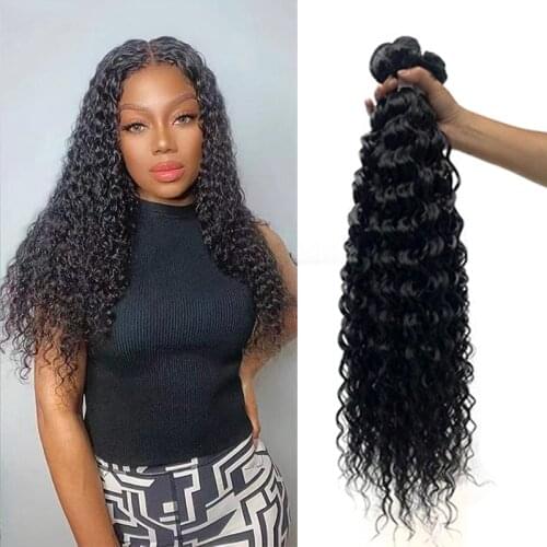 30 inch Kinky Curly Hair Bundles Black Hair Extension Heat Resistant Synthetic Water Deep hair Weaving