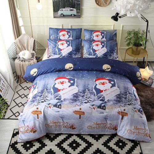 3D Merry Christmas Bedding Set Dessert Snowman Print Duvet Cover Set Kids Cartoon Santa Claus Bedclothes Pillowcase