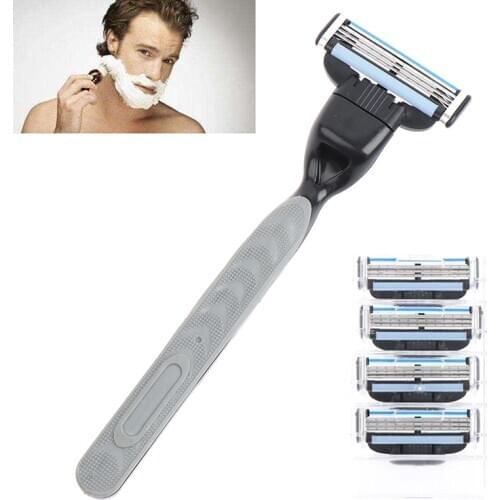 4 razor blade+1 Razor Handle Razor Blade For Men Shaving Blades Safety Blades Cassette Shaver
