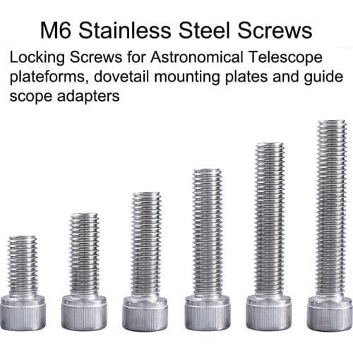 5pcs/set M6 Astronomical Telescope Locking Screws Stainless Steel for Dovetail Mounting Plates/Platforms/Adapters