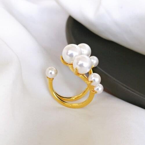 925 Sterling Silver Pearl Wedding Engagement Romantic Cute Luxury 18K Yellow/White Gold Ring For Women Fine Jewelry
