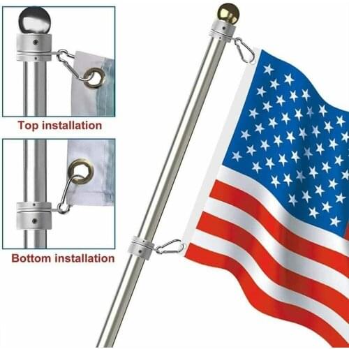 Aluminum Alloy Flag Pole Rings, Anti Wrap Flagpole Mounting Rings, 360 Degree Rotating Clip Flag Pole Kit